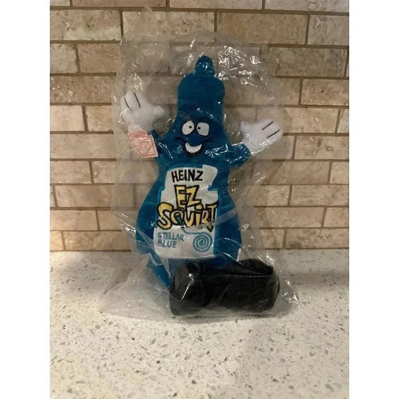 Heinz  EZ SQUIRT KETCHUP PLUSH BEANBAG  RARE Stellar Blue new #112 - Picture 1 of 2